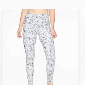 Athleta Black and White Leggings Floral Design